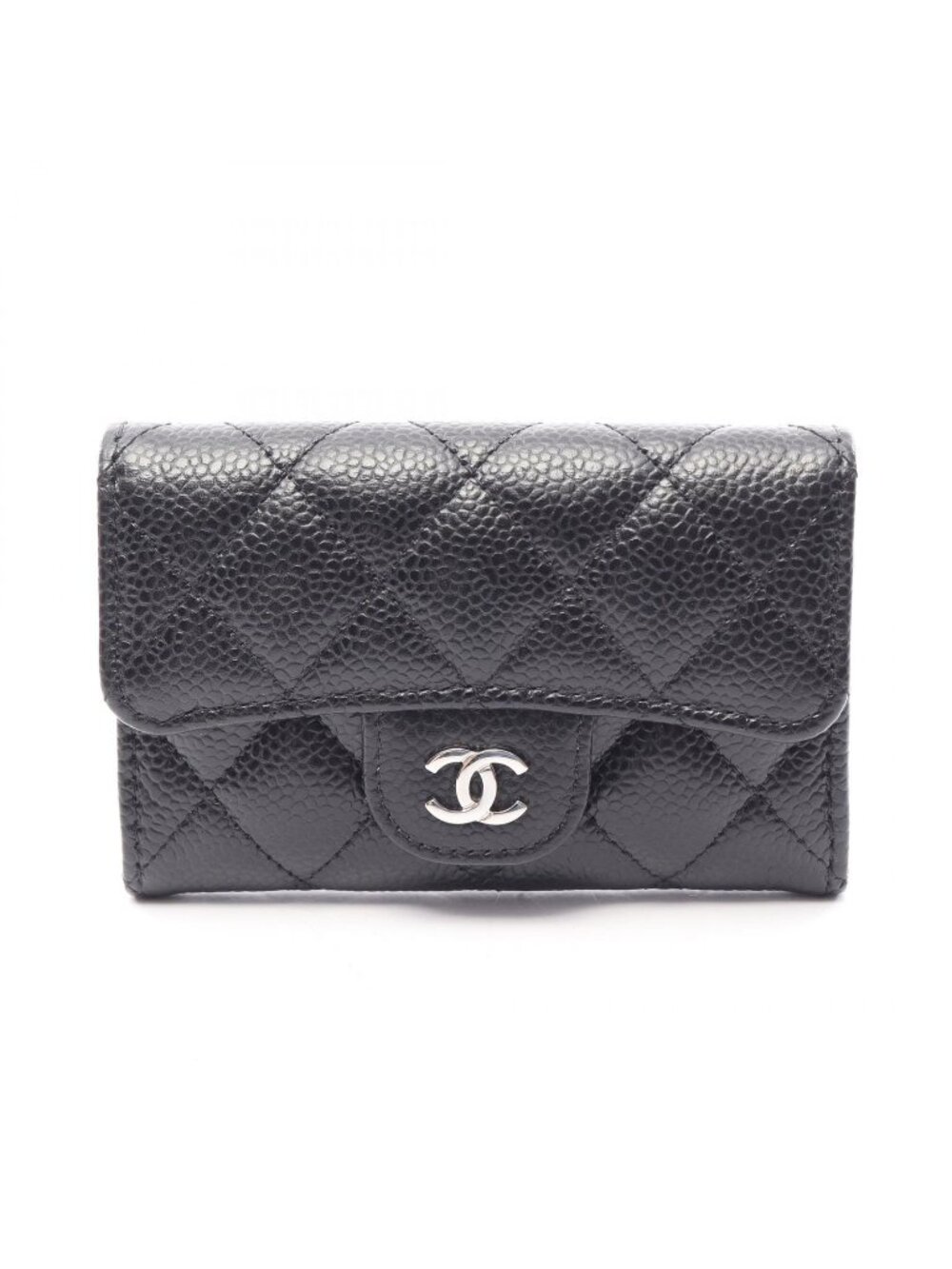 Chanel Card Case Quilted Black Caviar Leather